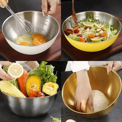 Saladier inox pâtisserie avec graduation Bol en acier inoxydable 304 anti brûlure pour mélanger et préparer des ingrédients