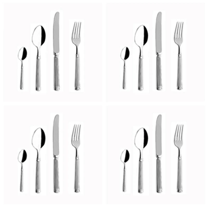 Service de couverts inox gravés – Set cuillère fourchette couteau élégant pour dîners sophistiqués