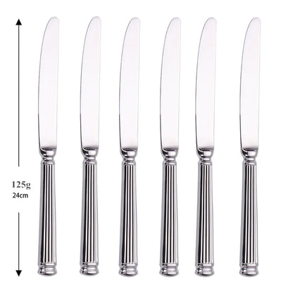 Service de couverts inox gravés – Set cuillère fourchette couteau avec six couteaux élégants en acier inoxydable