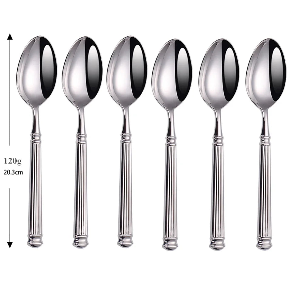 Service de couverts inox gravés – Set de 6 cuillère cuillères brillantes de 13.7 cm