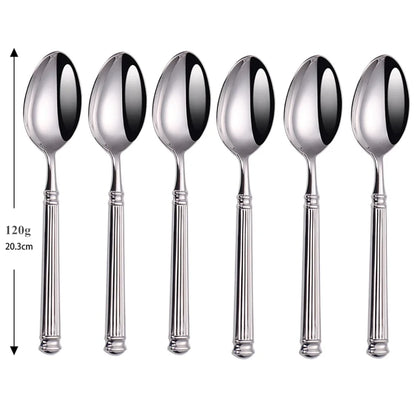 Service de couverts inox gravés – Set de 6 cuillère cuillères brillantes de 13.7 cm