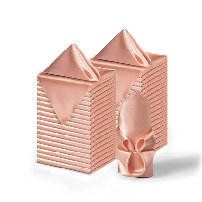 Serviettes de Table Satinées Lot de 12 Élégantes en rose pour réceptions et dîners raffinés