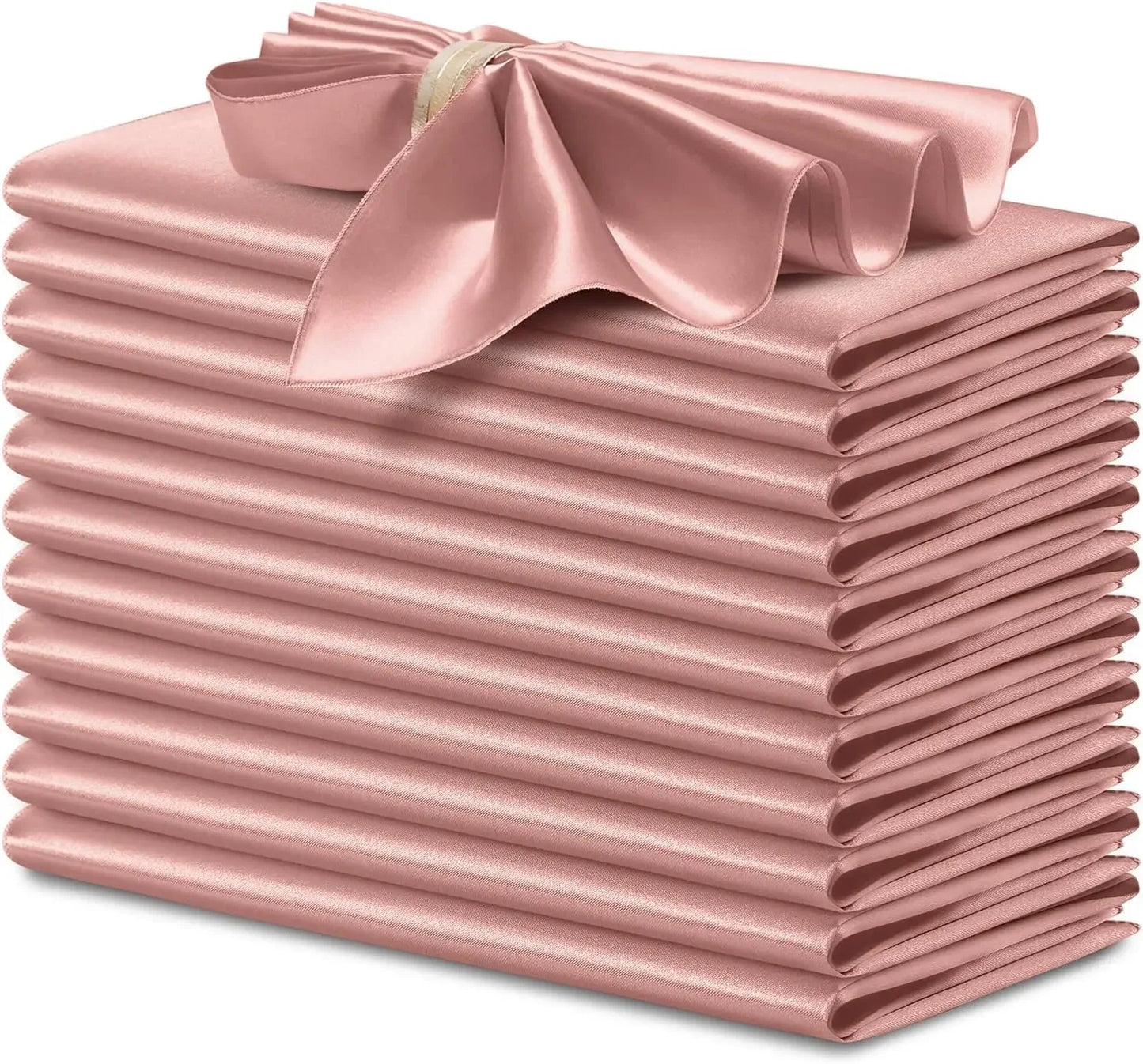 Lot de 12 Élégantes Serviettes de Table Satinées en Rose pour des dîners raffinés