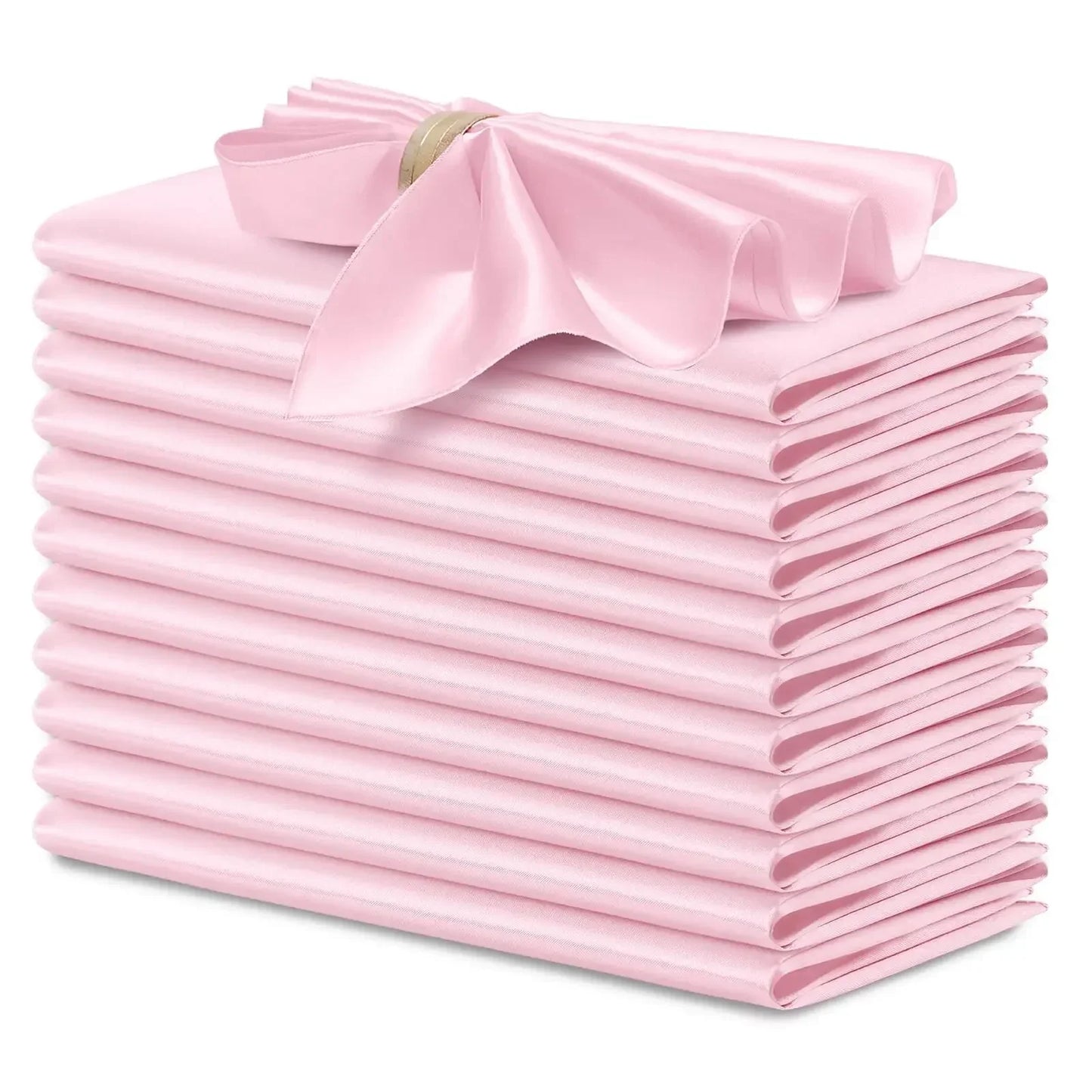 Lot de 12 Élégantes Serviettes de Table Satinées en rose pastel, idéales pour des occasions spéciales