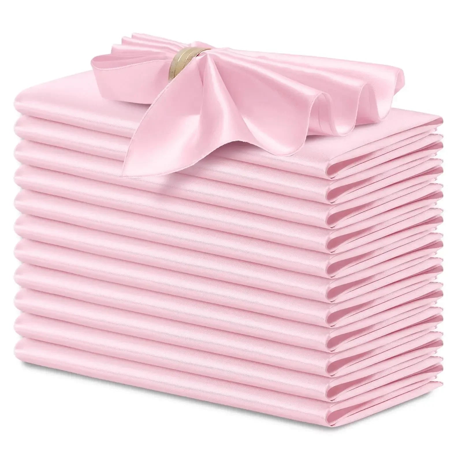 Lot de 12 Élégantes Serviettes de Table Satinées en rose pastel, idéales pour des occasions spéciales
