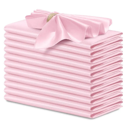 Lot de 12 Élégantes Serviettes de Table Satinées en rose pastel, idéales pour des occasions spéciales