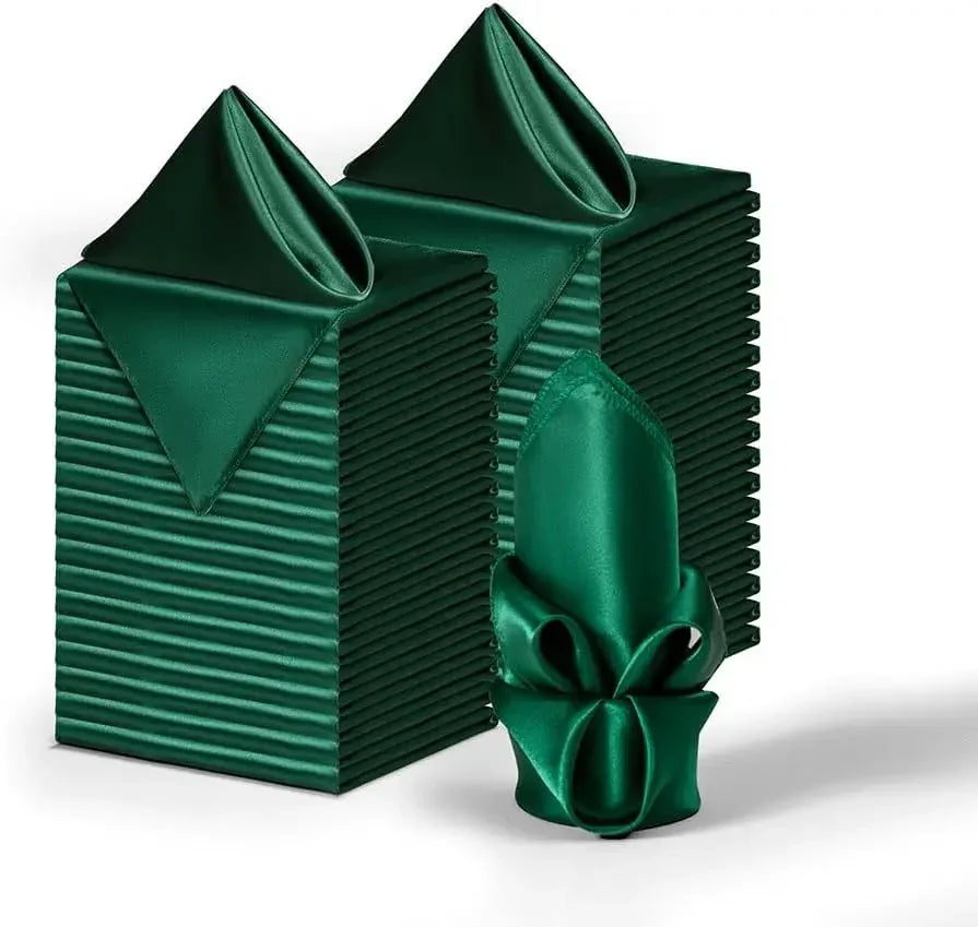 Serviettes de Table Satinées Lot de 12 Élégantes en vert pour un dressage raffiné des tables