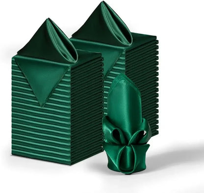 Serviettes de Table Satinées Lot de 12 Élégantes en vert pour un dressage raffiné des tables