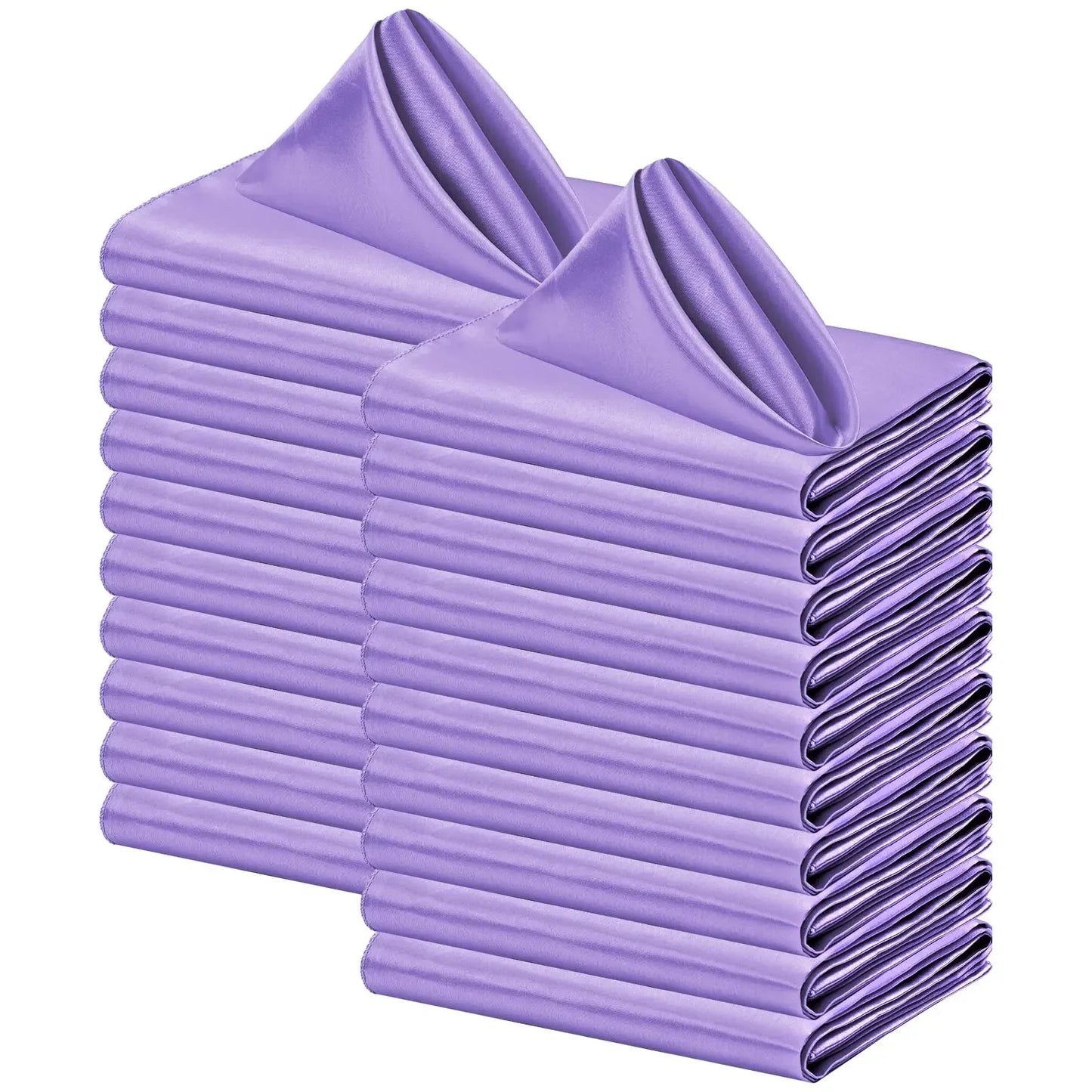 Lot de 12 Élégantes Serviettes de Table Satinées en Couleur Lavande pour une Décoration de Table Raffinée