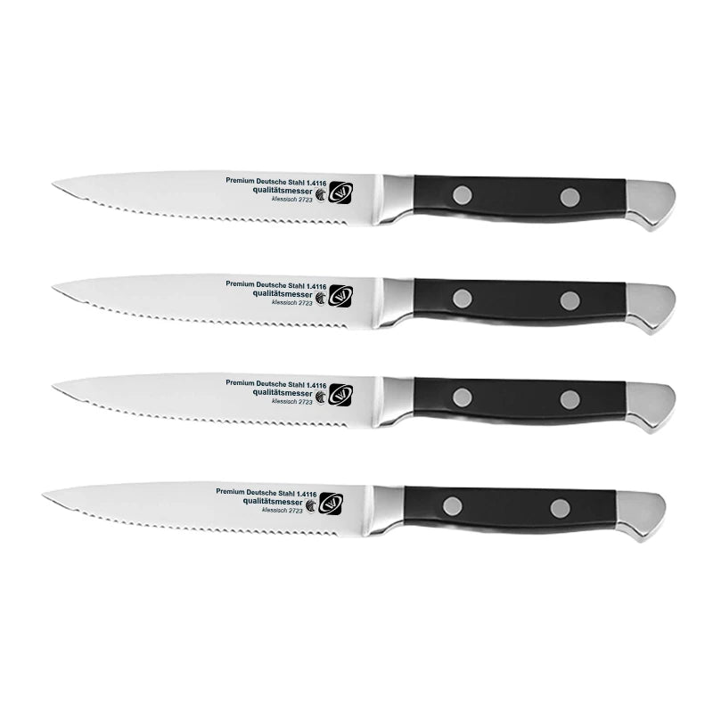 Set 4 Couteaux à Steak – Acier Allemand Premium avec poignées ergonomiques pour une coupe précise