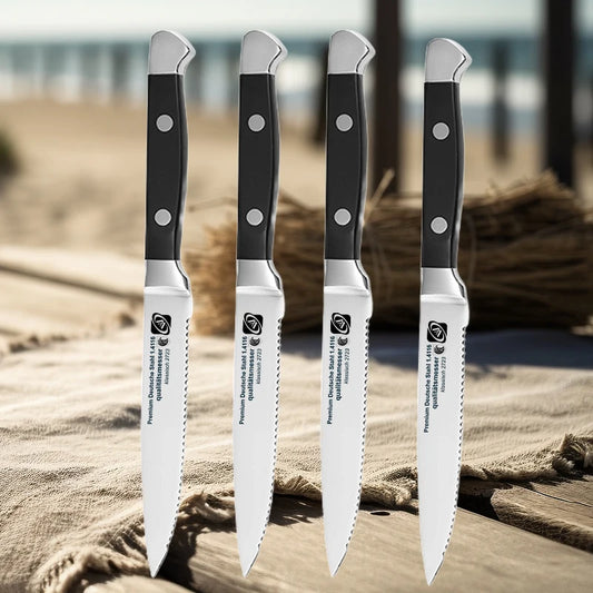 Set 4 Couteaux à Steak – Acier Allemand Premium avec des poignées ergonomiques et des lames tranchantes