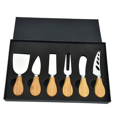 Set de 6 Couteaux à Fromage en Inox, ustensiles élégants en bois pour plateau de fromages et dégustation