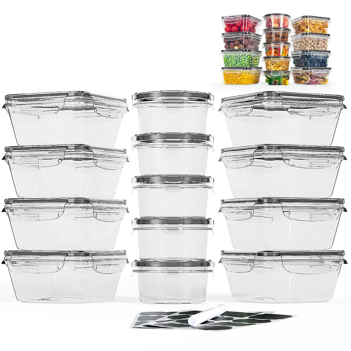 Set de boîtes alimentaires meal prep hermétiques 13 pièces avec couvercles transparents pour rangement pratique