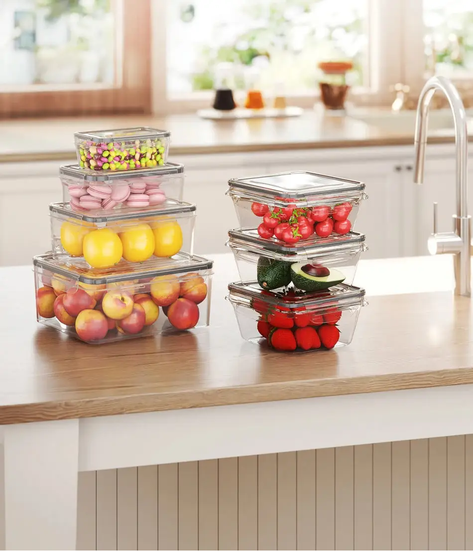 Set de boîtes alimentaires meal prep hermétiques 13 pièces en verre, parfait pour le stockage des aliments frais.