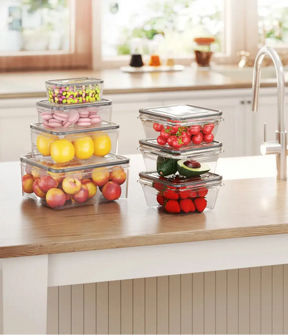 Set de boîtes alimentaires meal prep hermétiques 13 pièces en verre, parfait pour le stockage des aliments frais.