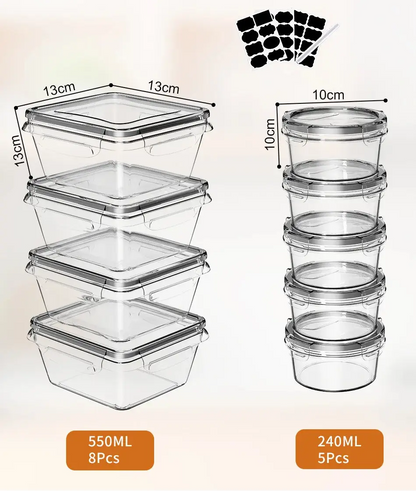 Set de boîtes alimentaires meal prep hermétiques 13 pièces empilables pour conserver les aliments frais