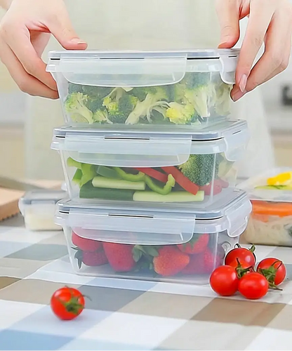 Set de boîtes alimentaires meal prep hermétiques 13 pièces empilées avec légumes frais à l'intérieur