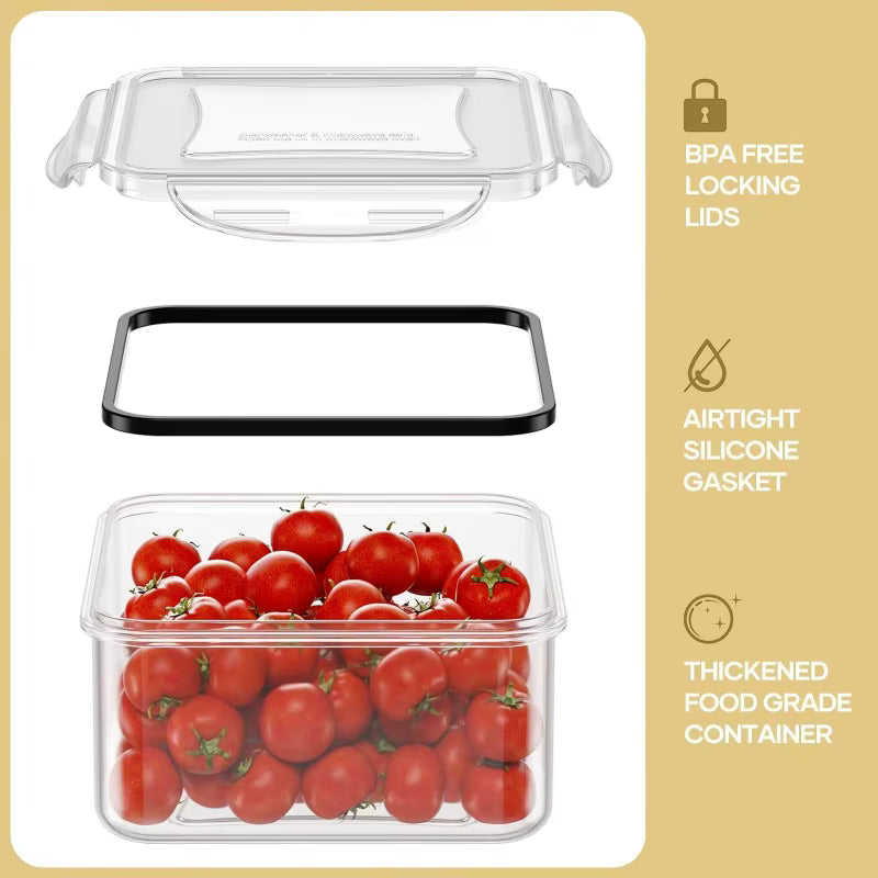 Set de boîtes meal prep hermétiques 6 pièces avec couvercles à verrouillage et joint en silicone étanche