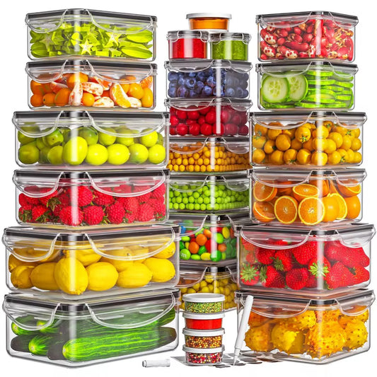 Set de boîtes meal prep hermétiques 6 pièces avec couvercles transparents pour rangement d'aliments variés