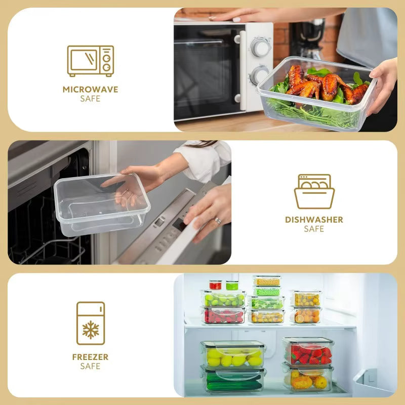 Set de boîtes meal prep hermétiques 6 pièces en verre, résistant au micro-ondes et au lave-vaisselle