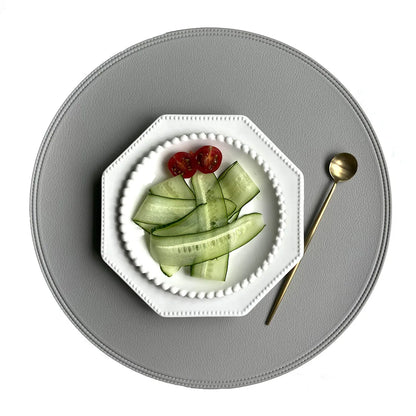 Sets de Table Antidérapants Double Face – Style Américain avec assiette octogonale et cuillère dorée