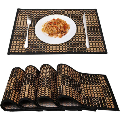 Sets de Table Rectangulaires en Bambou Naturel Lot de 4 avec design moderne pour repas élégants