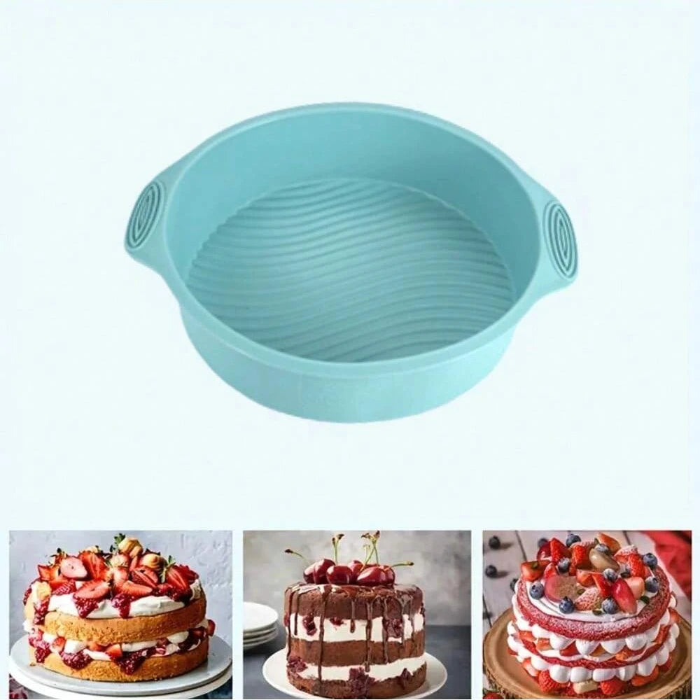 Moule à gâteau silicone bleu de Ustensile de chef avec décorations de trois gâteaux variés Moules Gâteaux Silicone Variés – Cuisson Facile