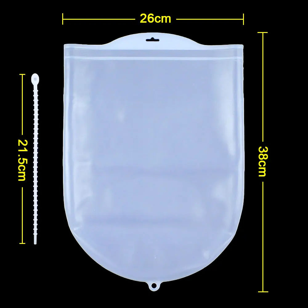 Sac Mélangeur Pâte Silicone – 1,5 kg Réutilisable transparent avec dimensions affichées