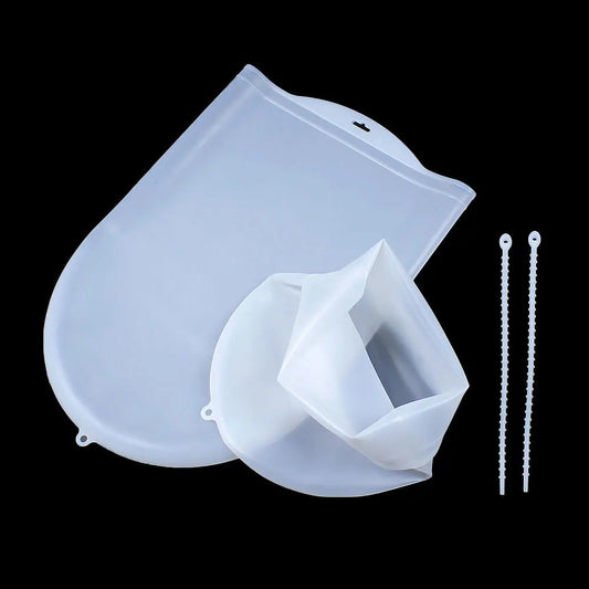 Sac Mélangeur Pâte Silicone – 1,5 kg Réutilisable transparent avec deux attaches pour cuisine