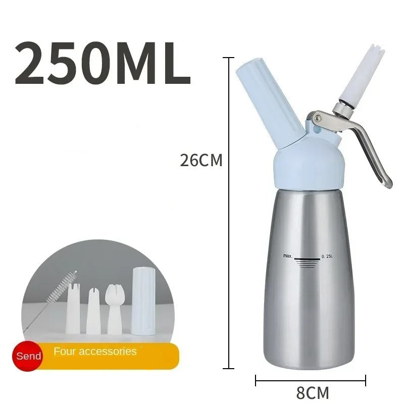 Siphon à Chantilly en Inox – 250 ou 500 ml, 250 ml, avec quatre accessoires et design ergonomique