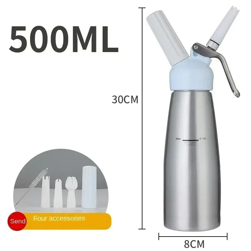Siphon à Chantilly en Inox – 250 ou 500 ml avec accessoires pour réaliser de la crème chantilly