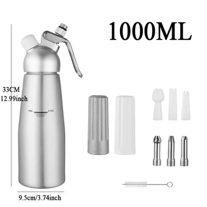 Siphon à Chantilly Professionnel Inox 500ml 1000ml avec accessoires et busquettes pour une pâtisserie facile