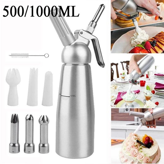 Siphon à Chantilly Professionnel Inox 500ml 1000ml avec accessoires pour une pâtisserie facile et délicieuse