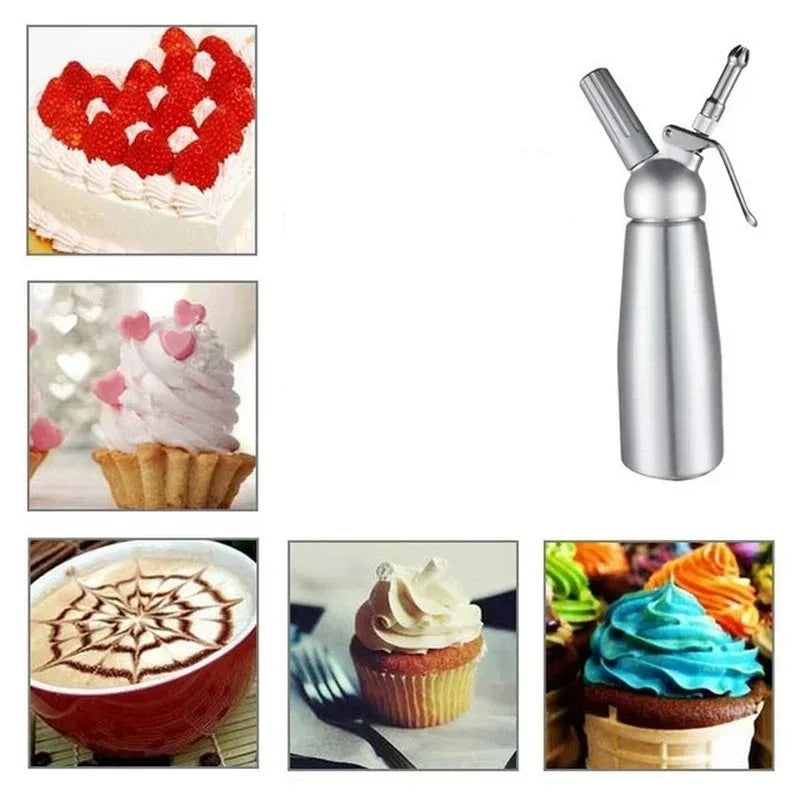 Siphon à Chantilly Professionnel Inox 500ml 1000ml pour garnir et décorer vos desserts avec créativité