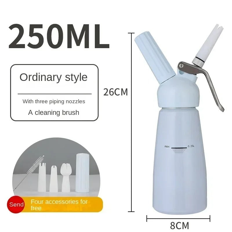 Siphon Chantilly Pro 250ml Aluminium Crème Maison avec trois buses et une brosse de nettoyage