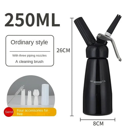 Siphon Chantilly Pro 250ml Aluminium Crème Maison avec trois buses et brosse de nettoyage incluse