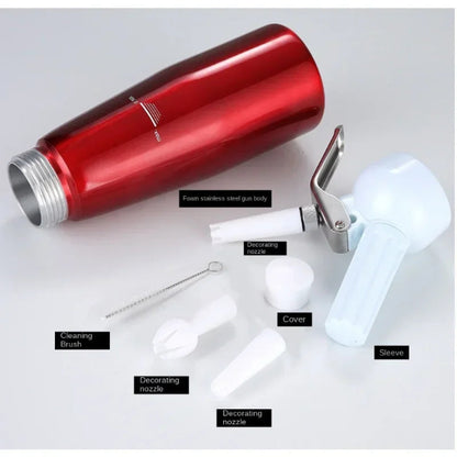 Siphon Chantilly Pro 250ml Aluminium Crème Maison avec accessoires, y compris buses et brosse de nettoyage