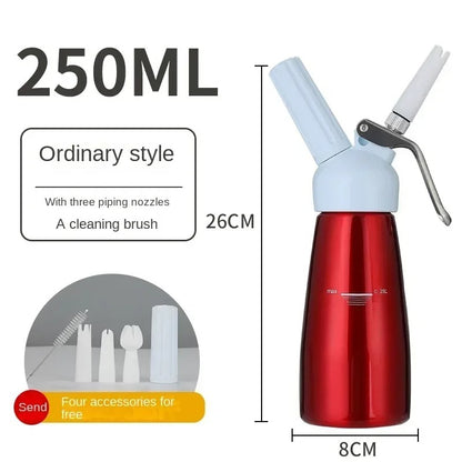 Siphon Chantilly Pro 250ml Aluminium Crème Maison avec trois douilles et brosse de nettoyage incluse
