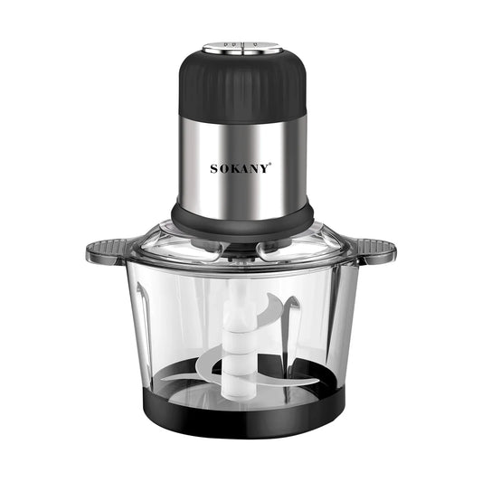 Hachoir Électrique Multifonction 2L – 800W avec bol en plastique transparent et lames en acier inoxydable