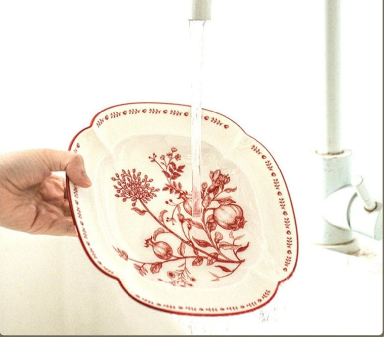 Bol et Assiette en Céramique SOLECASA avec un design floral, idéal pour un usage quotidien ou lors d'occasions spéciales