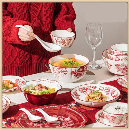 Bol et Assiette en Céramique SOLECASA avec motifs floraux pour dîners élégants