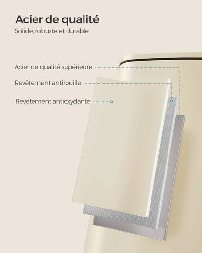Poubelle de Cuisine 30 L à Pédale en Acier avec revêtement antirouille et antioxydant