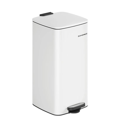 Poubelle de Cuisine 30 L à Pédale en Acier Blanche avec Design Épuré et Facile à Utiliser