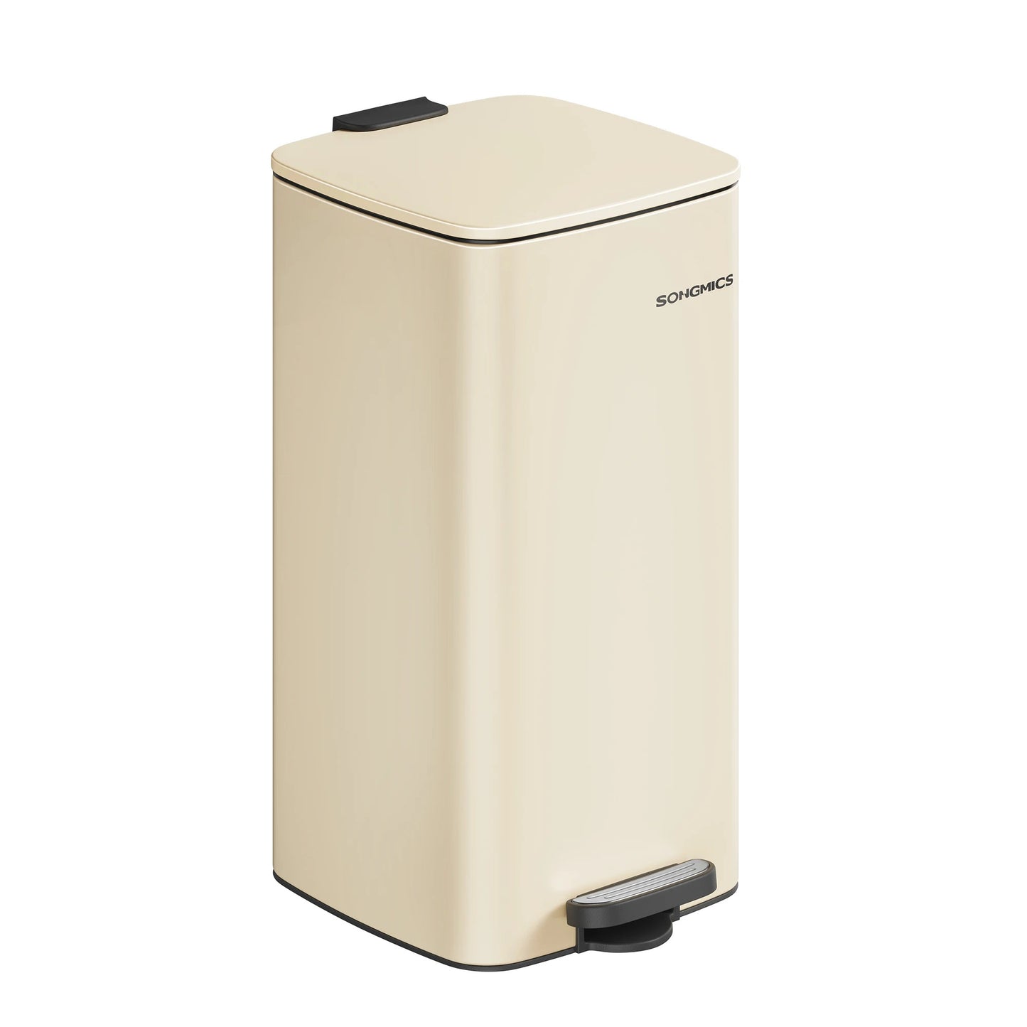 Poubelle de Cuisine 30 L à Pédale en Acier avec couvercle pratique et design moderne en crème