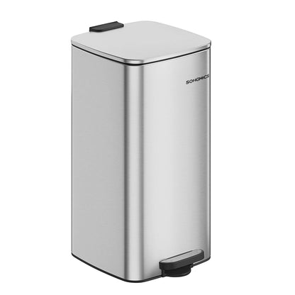 Poubelle de Cuisine 30 L à Pédale en Acier avec Couvercle Élégant et Ouverture Facile