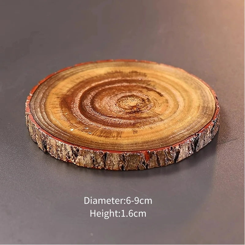 Sous-Verres Ronds en Bois – Lot 1, 2 / 6 pièces avec un diamètre de 6-9 cm et une hauteur de 1,6 cm