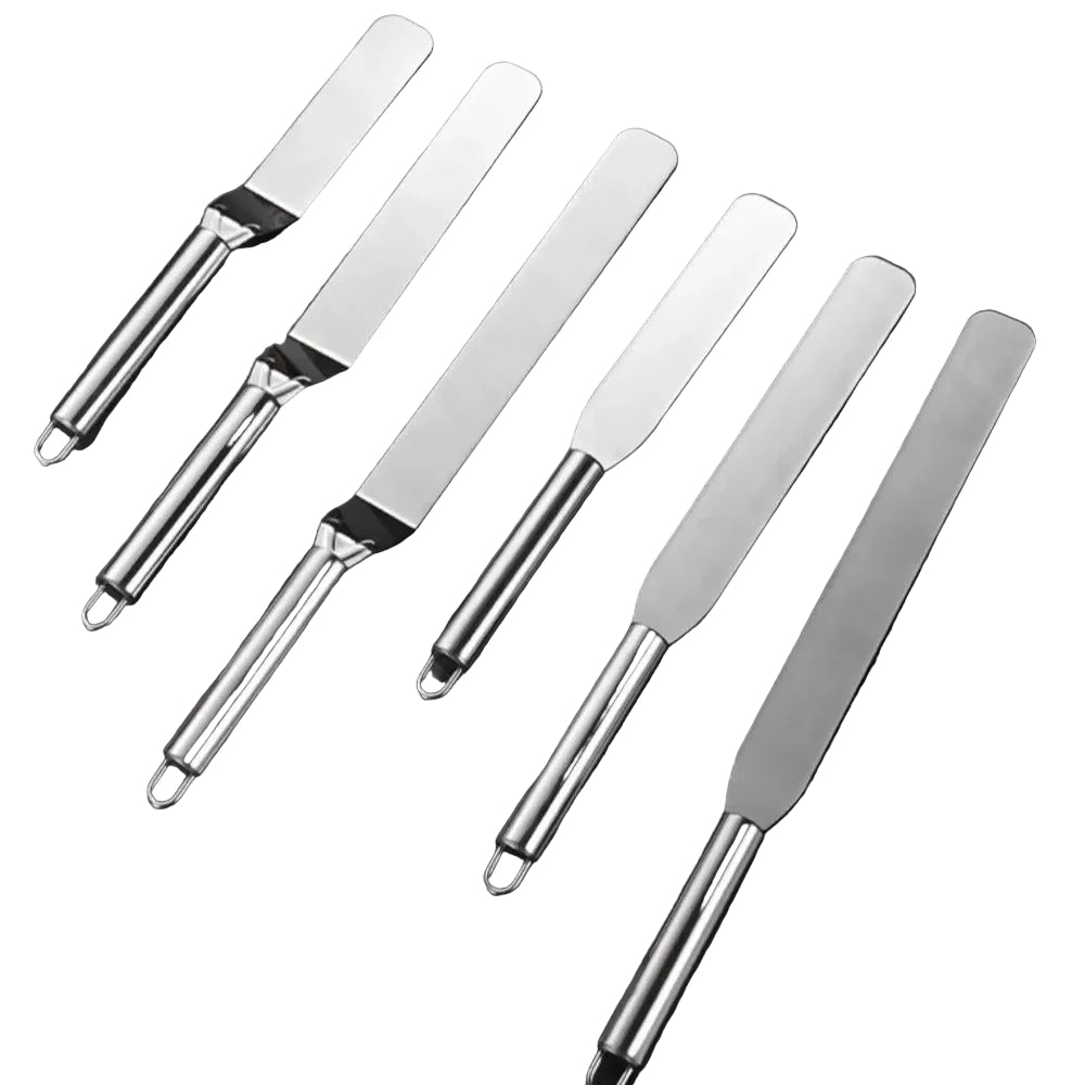 Ensemble de spatules coudées à glaçage en inox – droite ou courbée, idéal pour la pâtisserie