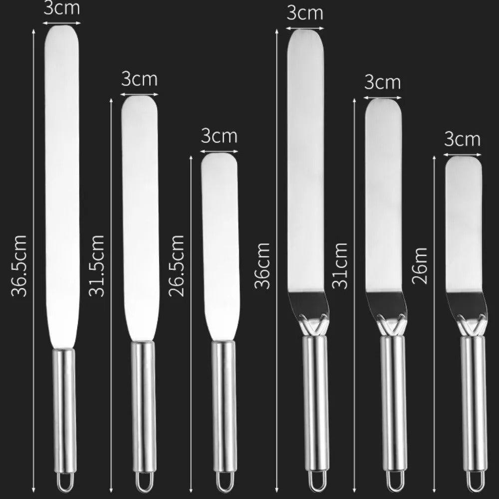 Ensemble de spatules coudées à glaçage en inox – droite ou courbée, allant de 26 à 36,5 cm