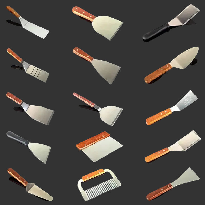 Variété de spatules de cuisine en inox pour plancha, barbecue et cuisson précise 31 modèles durables