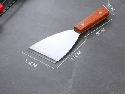 Spatule de Cuisine en Inox pour Plancha, Barbecue et Cuisson Précise 31 Modèles Durables avec manche en bois
